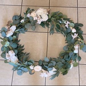 Lings moments artificial white beige gold 6ft garland wedding decor shower